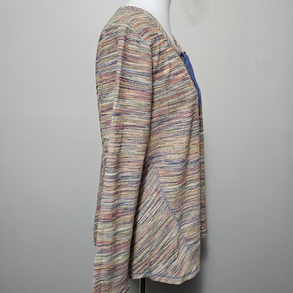 FDJ French Dressing Rainbow Variegated Crewneck Long Sleeve Top Size Large - Picture 3 of 5